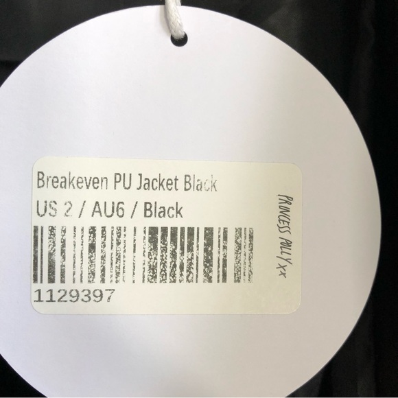 BNWT Princess Polly Black Breakeven PU Jacket Biker Motorcycle Vegan Leather - Picture 11 of 16